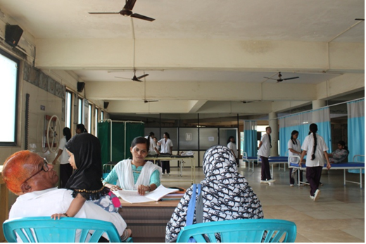 Doctor attending to a patient in a clinic setting